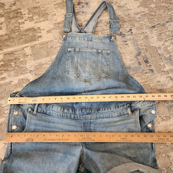 H&M Maternity Denim Overall Shorts Shortalls Women's size XXL Medium Wash - Picture 6 of 16